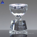 Company Award Ceremony Custom Logo Souvenir Gift Big Glass Crystal Trophy Cup